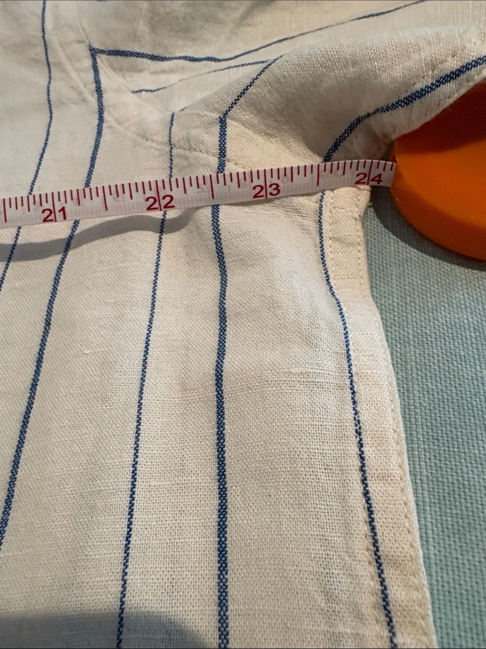 Banana Republic Men's Striped Button-Up Shirt - White with Blue Stripes large